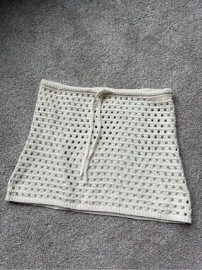 Cream Crochet Mini Skirt
